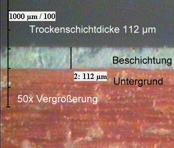 Bild einer Mikroskopischen Schichtdickenbestimmung